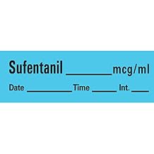 PDC AN-122 Anesthesia Removable Tape with Date, Time & Initial, Sufentanil Mg/Ml, 1/2" Width, 500" Length, 333 Imprints, Blue