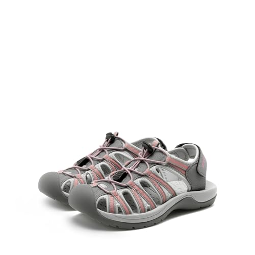 DREAM PAIRS DREAM PAIRS Womens Closed Toe Hiking Summer Outdoor Sport Athletic Sandals,Size 8.5,Grey/Coral,160912-W