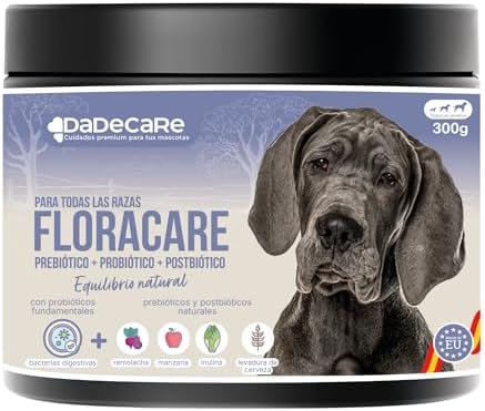 Floracare - Probioticos Perros en Polvo 300g - Repara Flora Intestinal y Mejora Digestión – Reduce Diarreas y Estrés – Ideal Tras Tratamientos o Cambio de Pienso con Prebióticos y Postbióticos