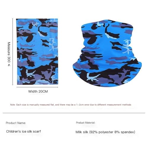 2 Pieces Children's Ice Silk Sunscreen Mask Headband Neck Gaiters Children's Sports Fishing Cycling Printed Juggling Headband(Camouflage Army Green)3