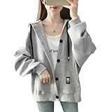 [EASTEMPO] パーカー レディース 春 長袖 ゆったり 薄手 おしゃれ 無地 カジュアル 可愛い 大きいサイズ (JP, アルファベット, L, グレー)