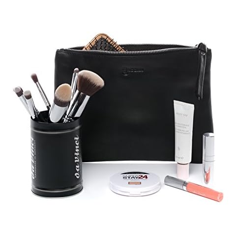 BACCINI Cosmetic Bag Mel Make-up Pouch Real Leather Beauty Bag Genuine Leather Women´s Bag Black Cover