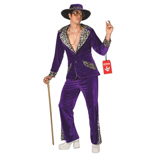 Morph Lila Pimp Kostüm für Herren, 70er Jahre Outfit, Perfekt für Vegas Party und Halloween, L