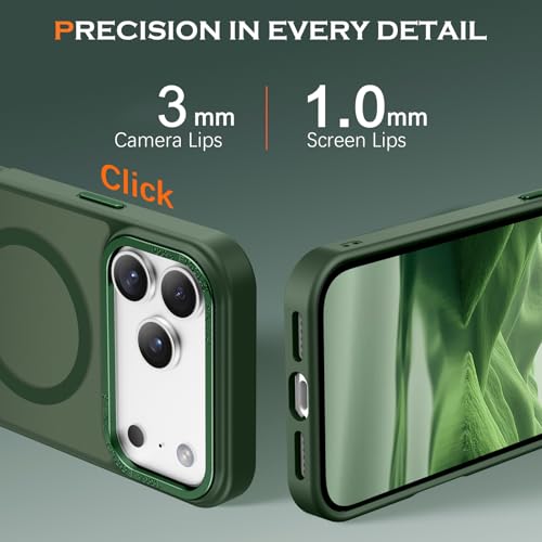Image of YINLAI for iPhone 17 Pro Max Case 6.9-inch,Magnetic Compatible with MagSafe, Slim Matte Anti-Fingerprint, Shockproof Full Body Military Grade Protection for iPhone 17 Pro Max Cover, Green