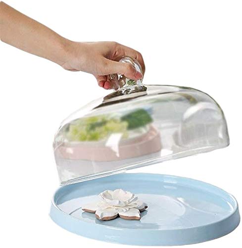 YYDD European Cake Stand with Dome, Blue Cake Dome, Simple Household Cake Box Porcelain Serving Platter Cake Salad Cheese Preservation Cover, Multifunctional Serving Platter (Size : 23 * 23 * 14CM)