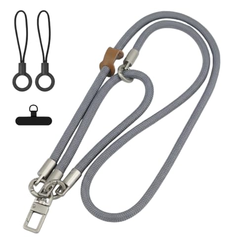 Jiaureshiby スマホストラップ 首掛け 手首 セット 携帯ストラップ 軽量 ショルダーストラップ 斜めがけ 肩掛け 落下防止 両手解放 スマートフォン iPhone/Android 全機種対応 スマホ用 (グレー)