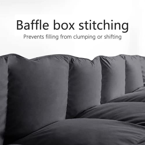 Image of TEXARTIST Premium 2100 Series Oversized Queen Comforter All Season Breathable Grey Comforter Soft 4D Spiral Fiber Quilted Down Alternative Duvet with Corner Tabs Hotel Style (98 inchx98 inch)