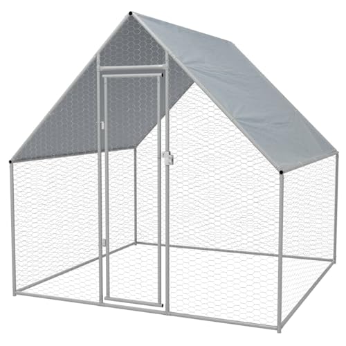 Cinyiqo Jaula gallinero de Exterior, Ponederos para Gallinas, Jaulas para Conejos, Jaulas para Pajaros, Casa Conejo, Ponederos Gallinas, de Acero galvanizado 2x2x1,92 m