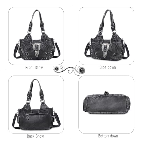 Image of Angel Kiss Hobo Bags for Women Vegan Leather Purses and Handbags Ladies Chic Shoulder Bags Crossbody Purses with Metal Studs