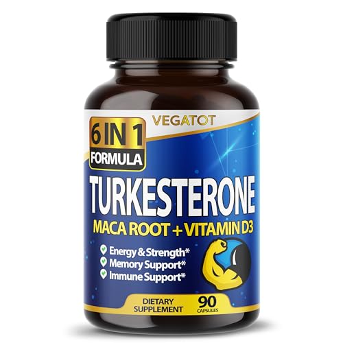 VEGATOT 6 in 1 High Strength Turkesterone 15,500MG Concentrated Extract with Maca Root Fenugreek Tribulus Boost Energy Stamina 3-Month Supply (90 Count (Pack of 1))