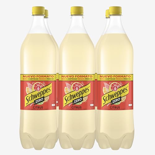 Schweppes Citrus Zero, Refresco sin Azúcar ni Calorías - Botella PET, Pack 6 x 1,5 L