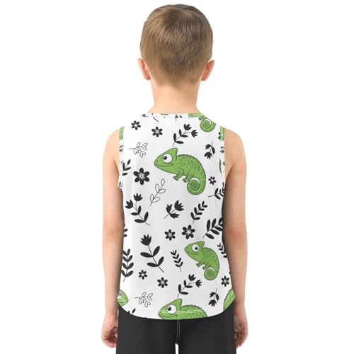 J JOYSAY Cartoon Chameleon Flora Boys Tank Top Sleeveless Muscle Shirts Quick Dry Sport Workout Active Kids T-Shirts 3-15T3