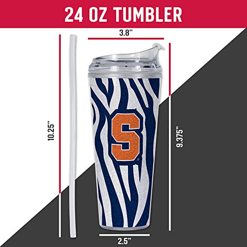 Image of Rico Industries NCAA Glitter 24oz Acrylic Glitter Tumbler with Hinged Lid, Officially Licensed Double Wall Tumbler with Straw