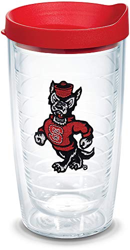 Tervis 1307906 NC State Wolfpack Wolf Gobelet isotherme avec emblème et couvercle rouge, Tritan, transparent