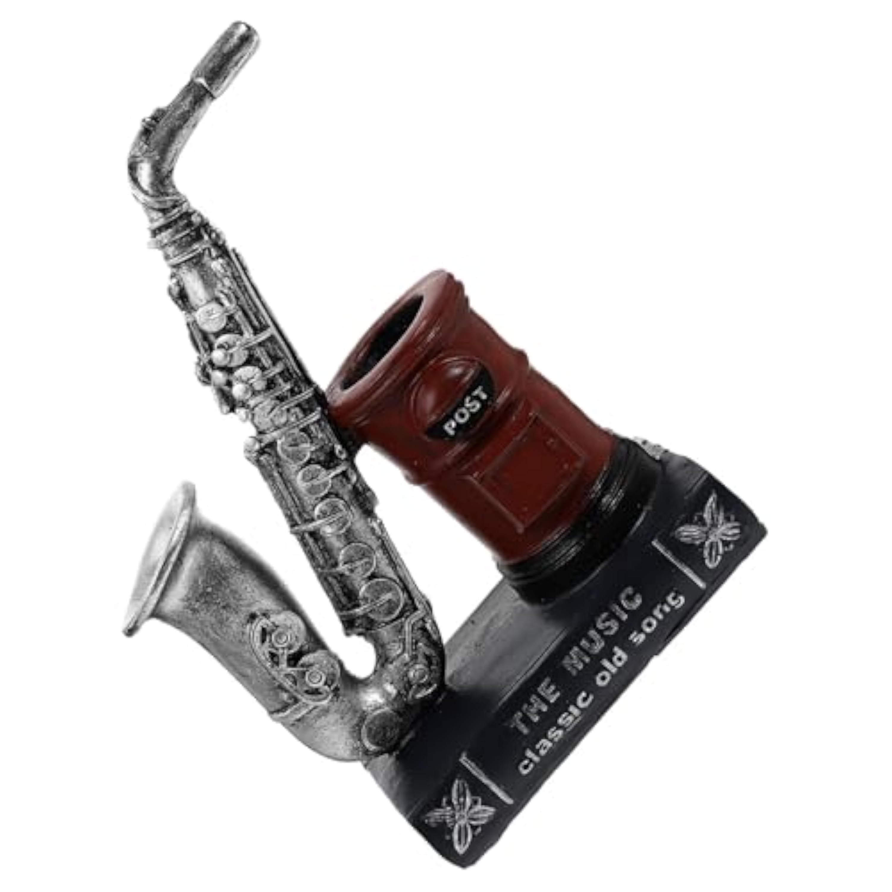 Alipis Portalápices Decorativo de Resina Roja Temática Musical Estilo Vintage Americano, Organizador Pequeño para Bolígrafos y Maquillaje, Adecuado para Escritorio en Sala o Estudio,