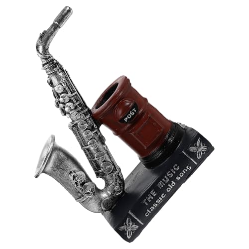 Alipis Portalápices Decorativo de Resina Roja Temática Musical