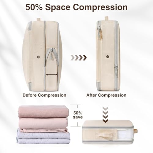 Dimj Clothes Storage Bag 6 Pack, 19L Compression Storage Bags For Blanket, Sweater, Jacket, Closet, Sheet Storage Organizer With Window Handle, Compression Packing Cubes Space Saver Bags With Zipper thumb #2