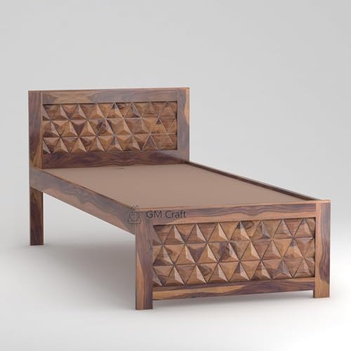 Image of Solid Sheesham Wood Bed 6.5X3 ft Single Bed Without Storage for Bedroom - Single Cot Wooden BedSingle Size for Living Room Guest Room - 12 Month Warranty (Roman Honey)