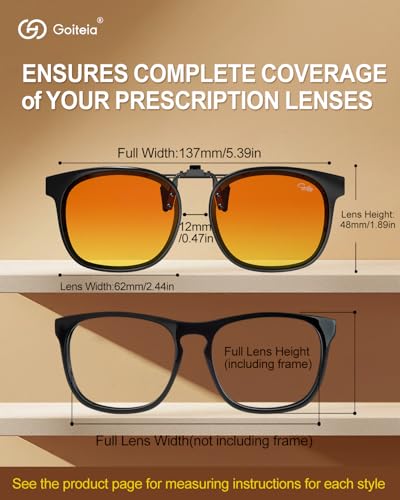 Image of Goiteia Oversized Night Driving Glasses Clip on For Driving-Polarized Anti Glare From Headlights,Framed To Conceal Glasses