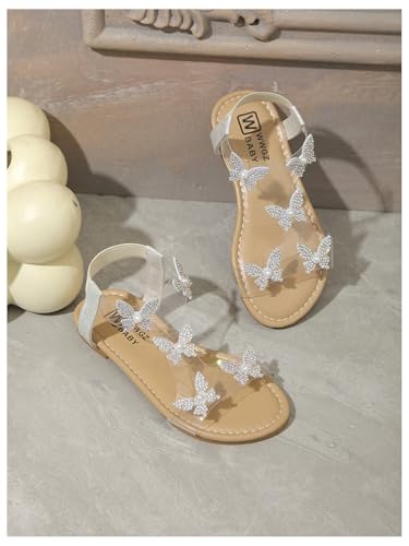 Image of GORGLITTER Girl's Sandals Butterfly Clear Dressy Cute Ankle Strappy Sandal | Girls Dress Sandals, Girls Size 4 Sandals, Big Little Kid Sandals Girls, Cute Sandals