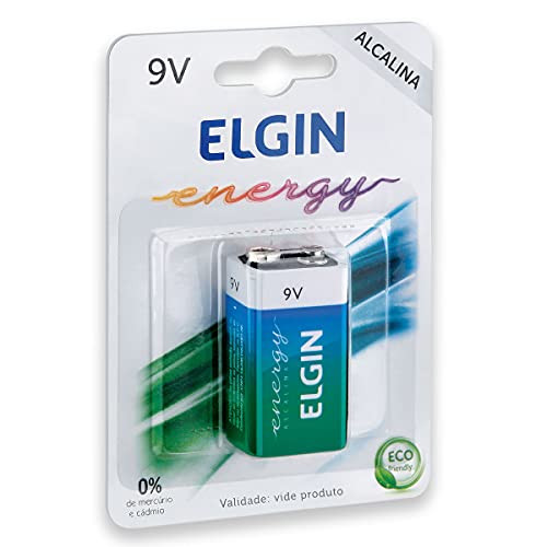 10 Pilhas Bateria 9v Alcalina Elgin 10 Cartelas