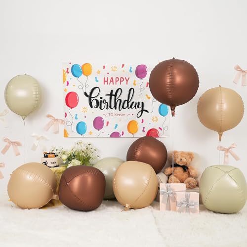 Image of Nude Cream Beige Round Foil Balloons Boho Birthday Decor 22 Inch 6 Pcs