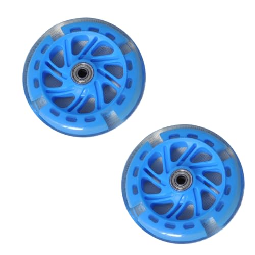 Ruedas de entrenamiento luminosas Mipcase para bicicleta, ruedas de bicicleta brillantes de PU con rodamientos, juego de 2 piezas, azul, accesorios para bicicleta para equilibrio y seguridad miniatura 1