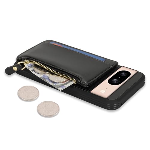 Image of Cavor for Google Pixel 8 Case Wallet with Card Holder, Black