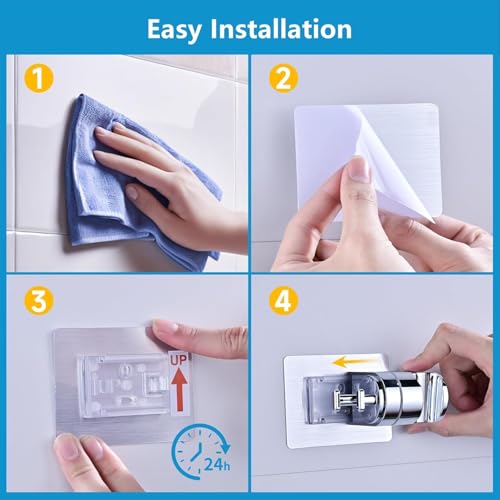 YEAUPE PRO Shower Head Holder, 45°Adjustable,No Drilling,Strong Adhesive Waterproof Handheld Shower Wand Holder,Universal,Replacement Wall Mount Shower Hose Bracket for Bidet Bathroom - Image 5