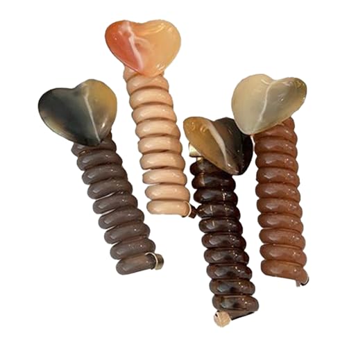 Cabello espiral lazos para el cabello delgado, elastics de cabello sin daño,Titulares de cola en espiral sin daño - 4x Set elástico elástico elástico y rizado delgado rizado para trenzas de moño