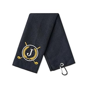 Golf Towels Gift, Monogrammed Golf Towels for Golf Bags for Men and Women on National Golf Day, Retirement, Birthday, and Christmas, 16”x 24” Microfiber Golf Towel – Initial J