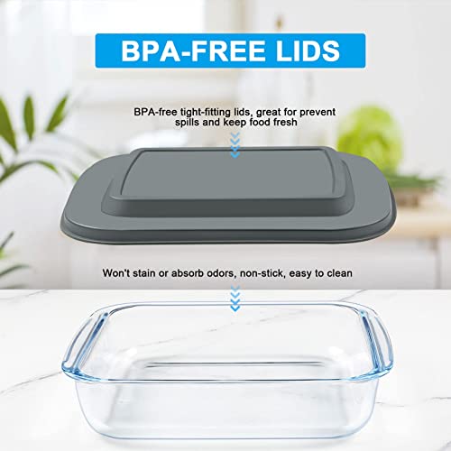 7-Piece Baking Pan Set, Glass Bakeware Set, Glass Baking Dishes, Glass Loaf Pan With Lids, Glass Pie Plate, 9X13 Roasting Pan, Square Pan, Fridge-To-Oven-Friendly #TOP3