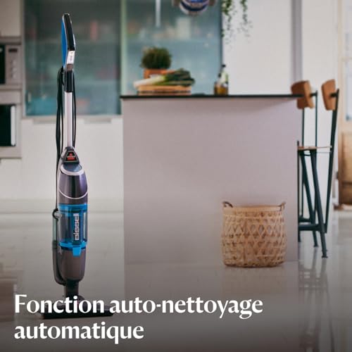 BISSELL Vac & Steam Titanium - 2 en 1 Aspirateur et Nettoyeur Vapeur - Pour les Sols Durs, Carrelages, Parquets - Fonction de Régulation de la Vapeur - Élimine des Bactéries - 81 dB - 1977N