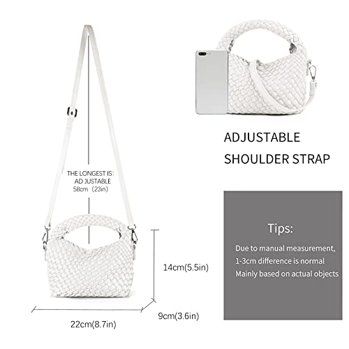 Image of Woven Crossbody Bag Small Tote Cute Purse for Women,Top Handle Handbag Pu Leather Shoulderbag with Detachable Strap