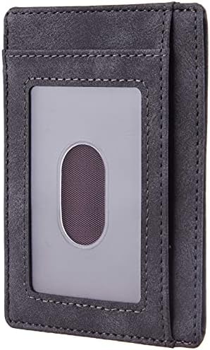 Travelambo Front Pocket Minimalist Leather Slim Wallet RFID Blocking Medium Size
