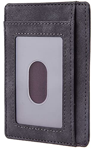 Travelambo Front Pocket Minimalist Leather Slim Wallet RFID Blocking Medium Size