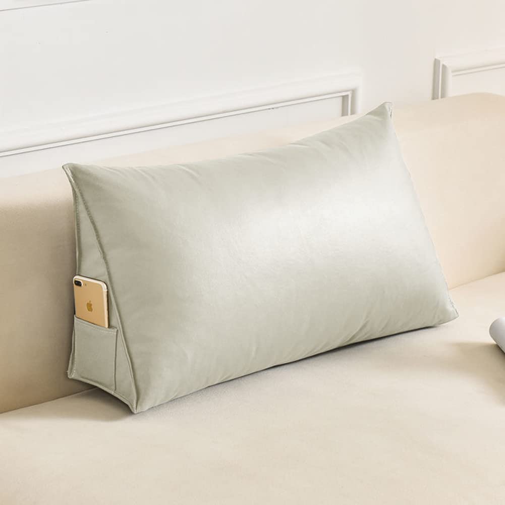 YUR Luxurious Triangle Sofa Back Cushion for Bed Reading Pillow,Waterproof Faux Leather Cover,Large Waist Support Pillow Backrest Support