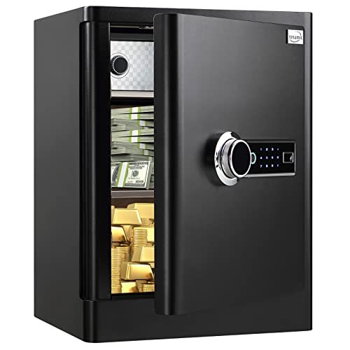 TENAMIC Fingerprint Safe Box 3.02 Cubic Feet with Separate Lock Box and Bottom Compartment, Touch Screen Keypad Security Box with Induction Light and Leather Key Card Pouch TENAMIC Fingerprint Safe Box 3.02 Cubic Feet with Separate Lock Box and Bottom Compartment, Touch Screen Keypad Security Box with Induction Light and Leather Key Card Pouch