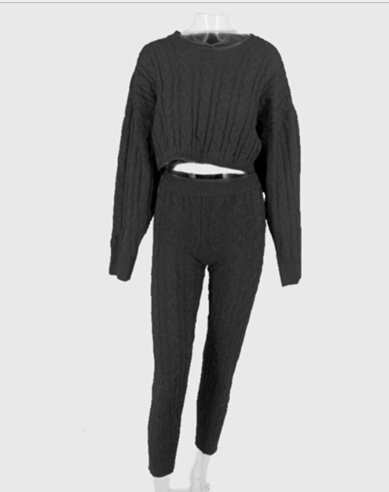 Conjunto de Dos Piezas de chándal para Mujer Jerséis de Punto de Moda y Pantalones Largos Loungewear