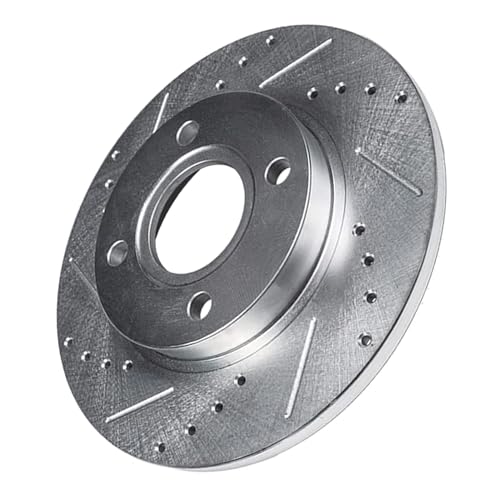 Image of Detroit Axle - 2.3L REAR Brake Kit for 1998-2002 Honda Accord 98-99 CL Drilled & Slotted Disc Brake Rotors 1999 2000 2001 Replacement: 10.20 inch inch Rotor