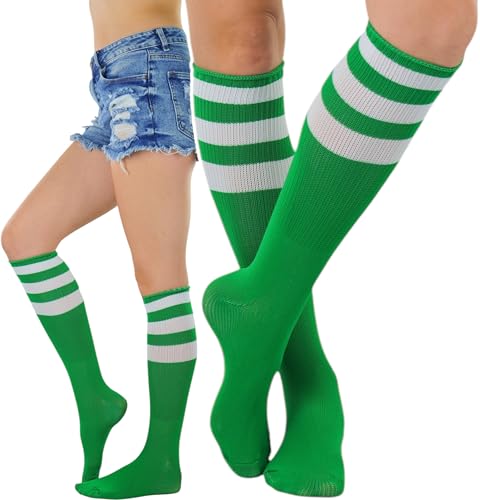 Image of ToBeInStyle Women's Premium Below Knee Athletic Socks w /Contrasting Wide Stripes