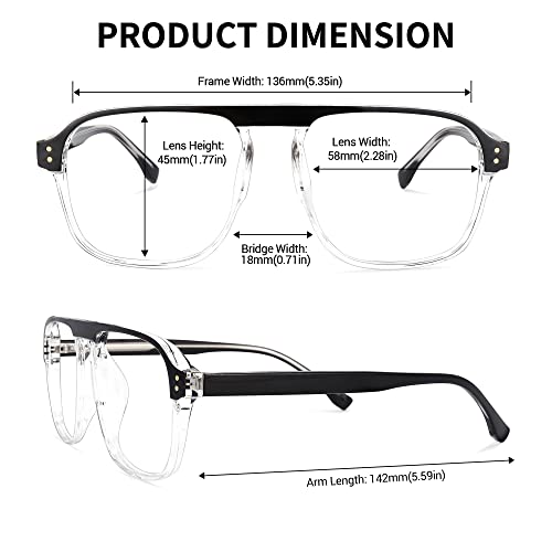 Image of Zeelool Retro TR90 Oversized Aviator Blue Light Blocking Glasses Computer Gaming Eyewear for Women Men Willow TT217878-05 Black /Crystal
