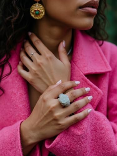 Natural White Jade Ring, Hand-Carved Rose Flower Jade Stone, Unisex Wedding Band, Crystal Clear Eternity Ring with Certificate2