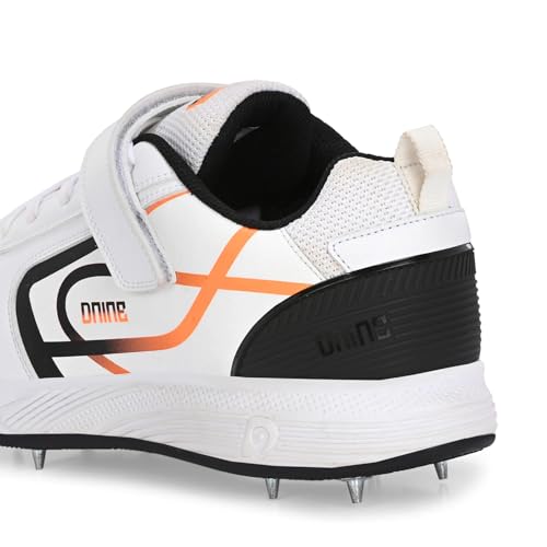 Image of DNINE Classic Men Bowling Spikes Cricket Shoes White /Orange & White /Blue