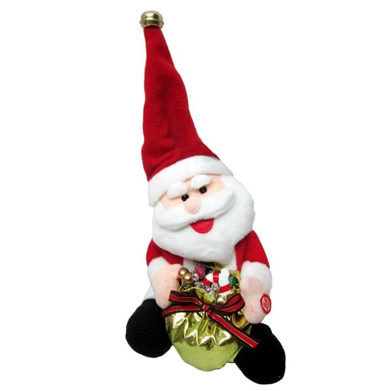 Père Noël assis automate de 33 cm musical pour sapin de Noël
