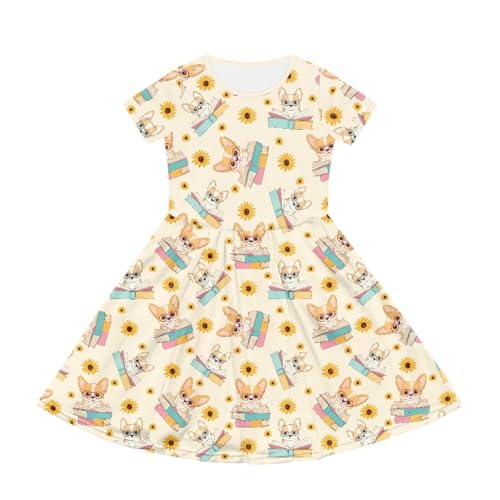 Image of Short Sleeve Dress for Girls with Pockets Cute Toddler Girl Clothes Summer 2-12
