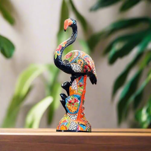 Estatua de flamenco Talavera de cerámica pintada a mano miniatura 4