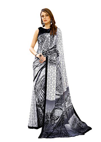 Image of Jaanvi fashion Women's Crepe Silk Saree with Unstitched Blouse Piece | Soft Lightweight Traditional Ethnic Wear Saree for Party, Wedding, Festival