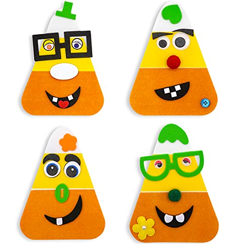 4E's Novelty Halloween Crafts for Kids (12 Pack) Goofy Candy Corn Magnet Foam Craft Kit - Bulk Fall Arts and Crafts for Toddlers, Halloween Classroom Activities for Party