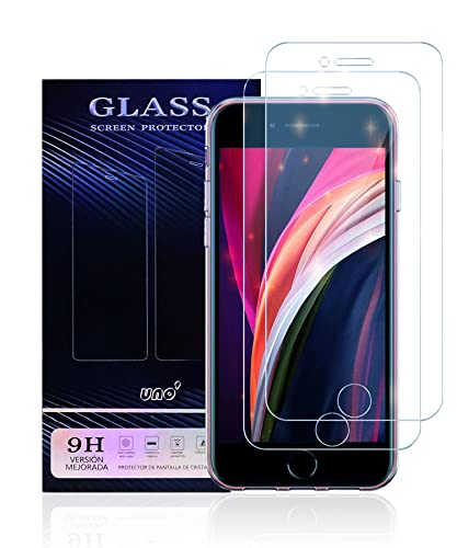 UNO' 2 Unidades Protector Pantalla de Cristal Templado, para IPhone 7, iPhone 8, Protector de Pantalla Compatible Con IPhone IPhone 7, iPhone 8, Vidrio Templado Ultra Resistente 9H Cover